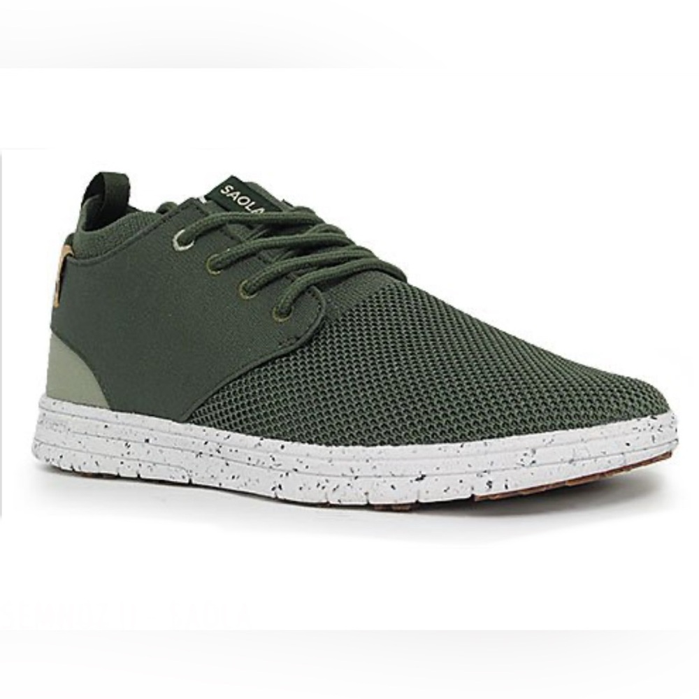 NEW Saola Recycled Plastic Olive Green Sneakers, 9